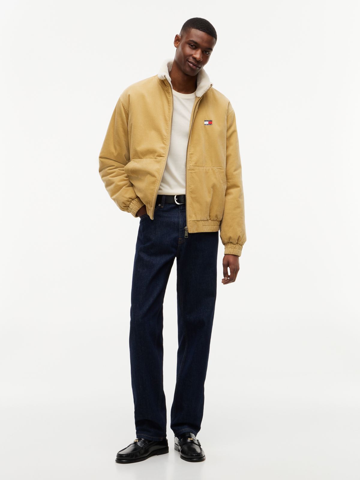 Washed Corduroy Zip-Thru Jacket — Beige