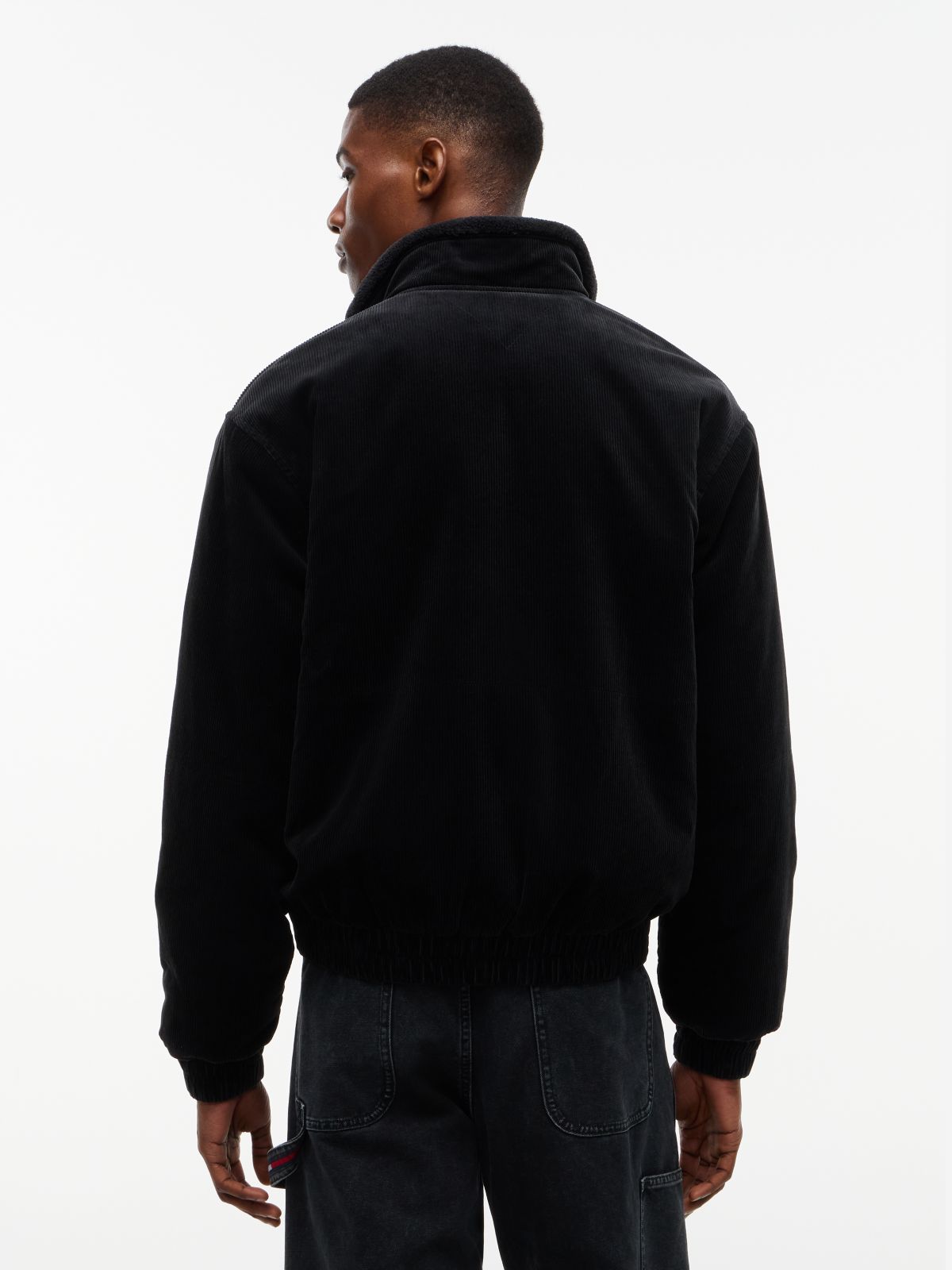 Washed Corduroy Zip-Thru Jacket — Black