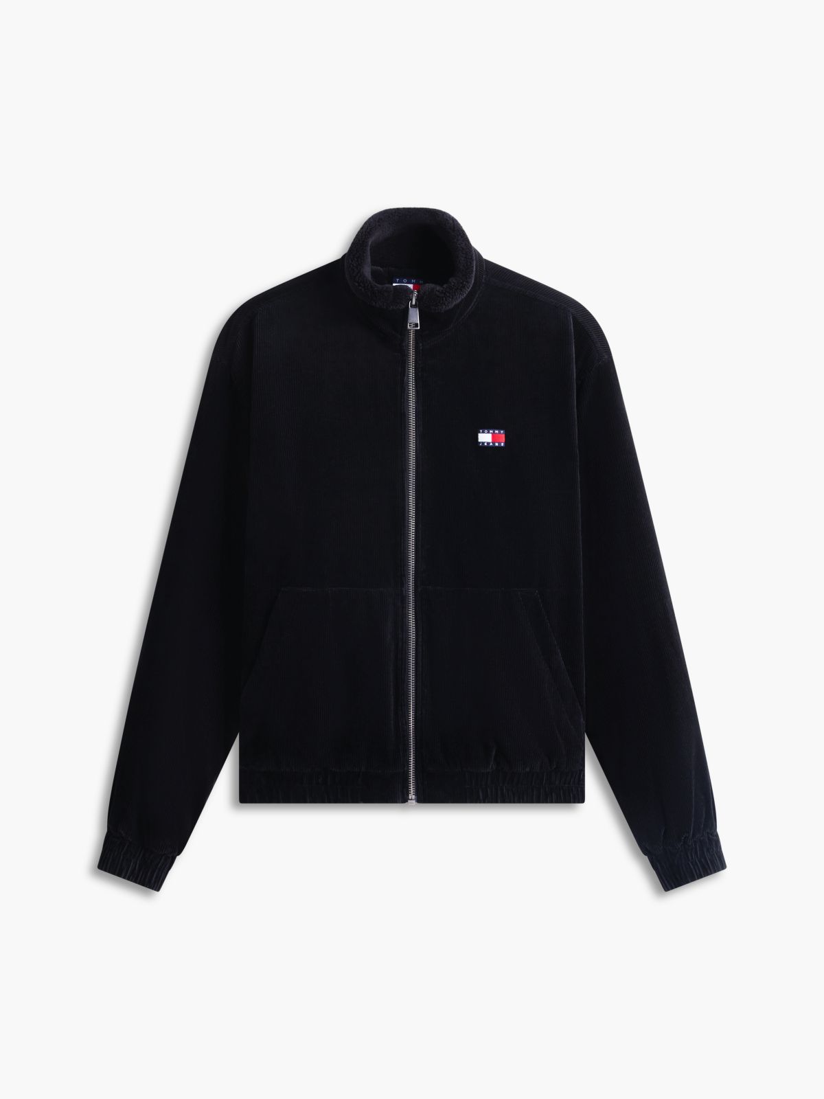 Washed Corduroy Zip-Thru Jacket — Black