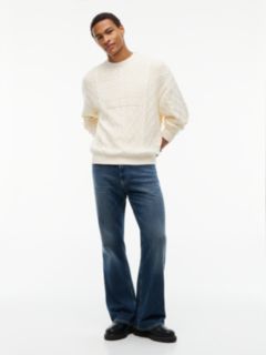 Diamond Cable Knit Relaxed Jumper — Beige 2
