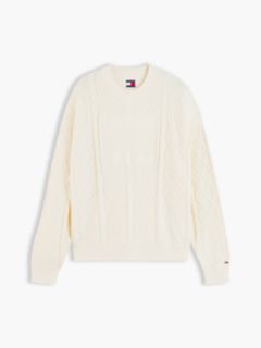Diamond Cable Knit Relaxed Jumper — Beige 5