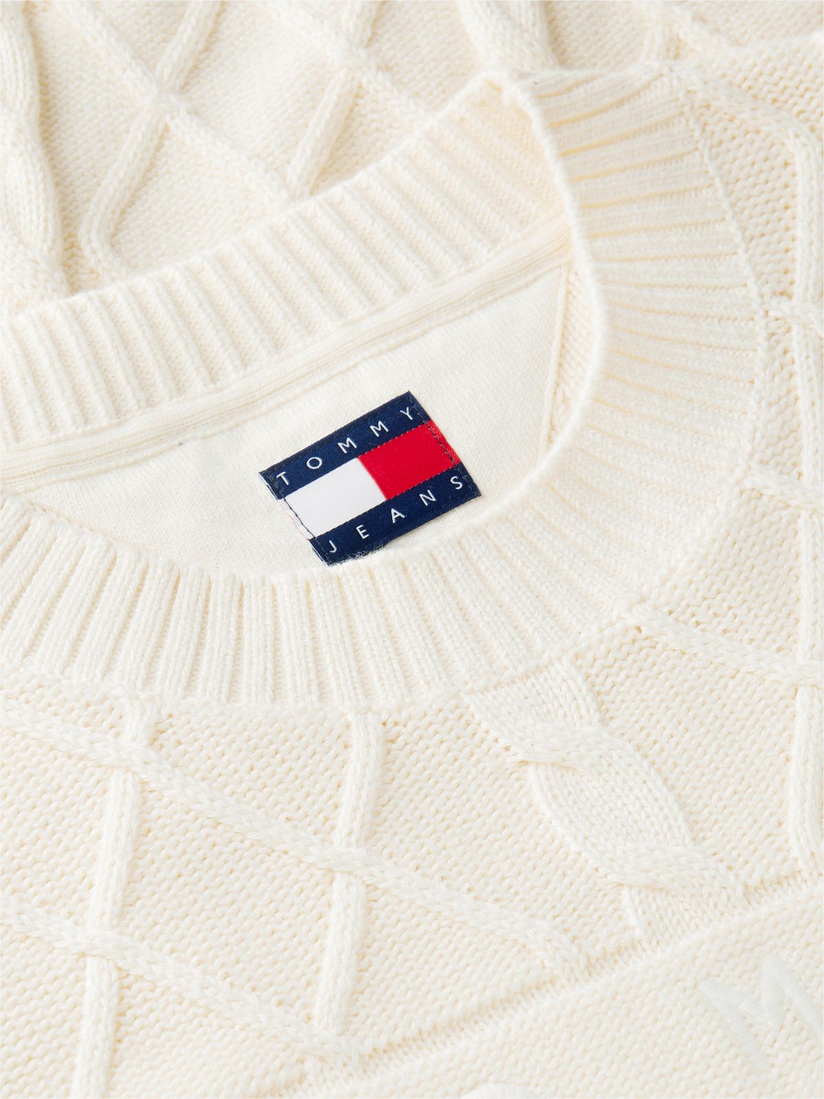 Diamond Cable Knit Relaxed Jumper — Beige