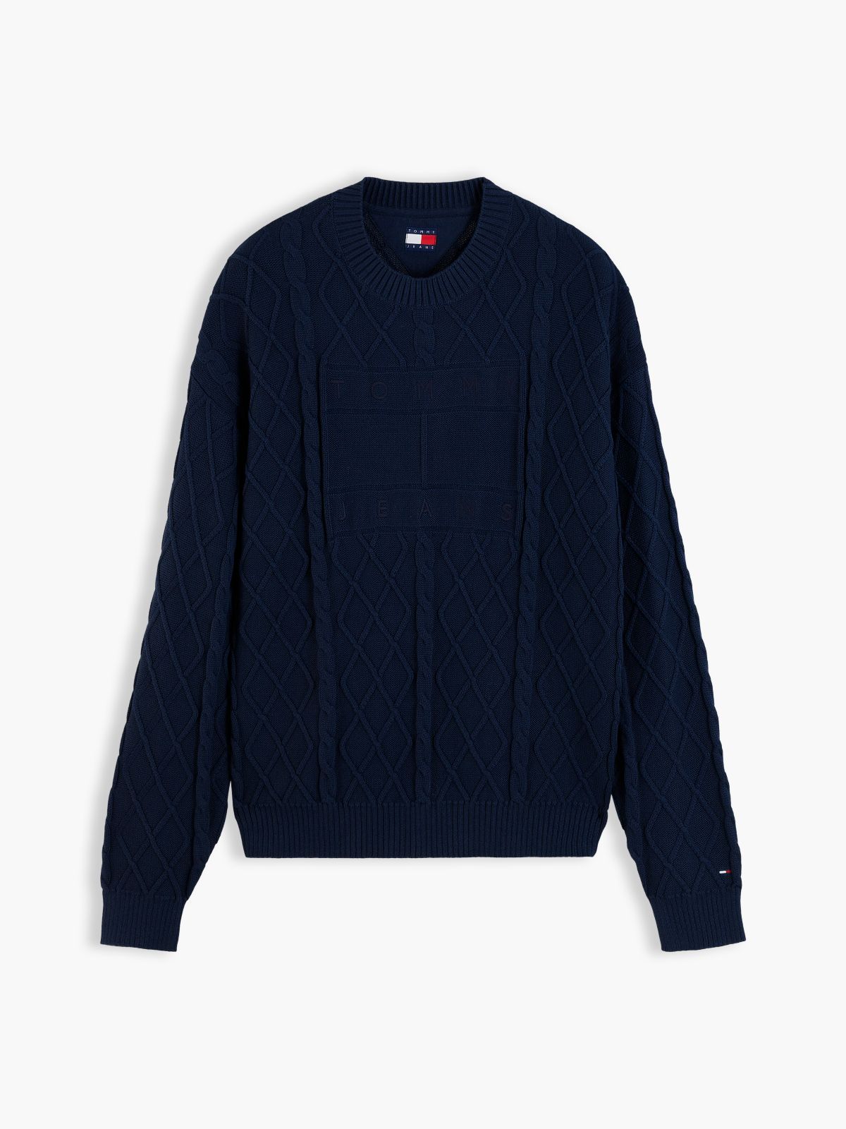 Diamond Cable Knit Relaxed Jumper — Blue