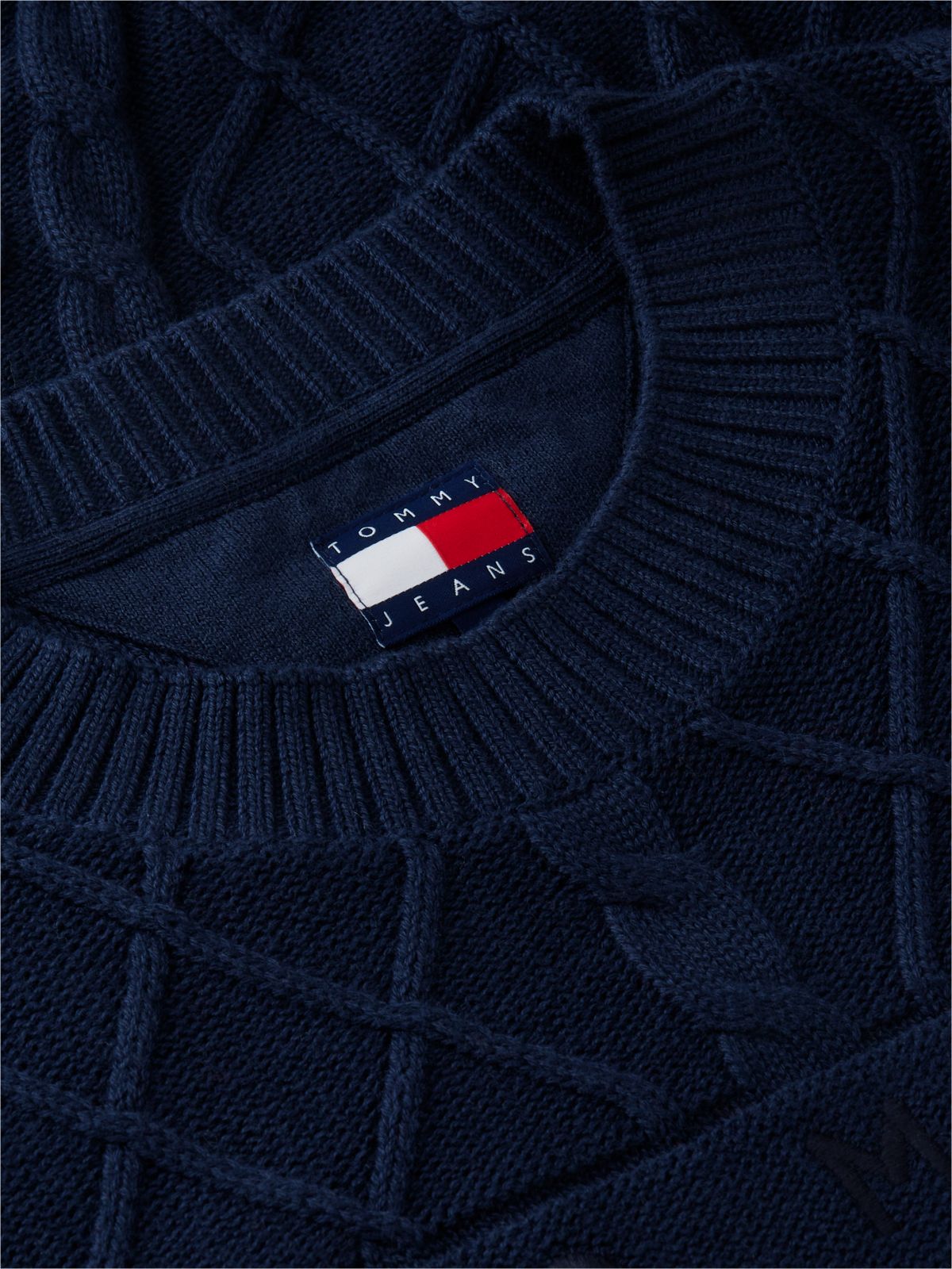 Diamond Cable Knit Relaxed Jumper — Blue