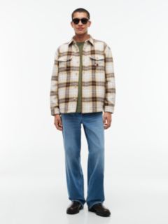 Tartan Check Oversized Overshirt — Beige 2