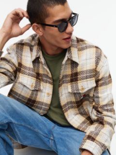 Tartan Check Oversized Overshirt — Beige 3