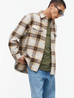 Tartan Check Oversized Overshirt — Beige 4
