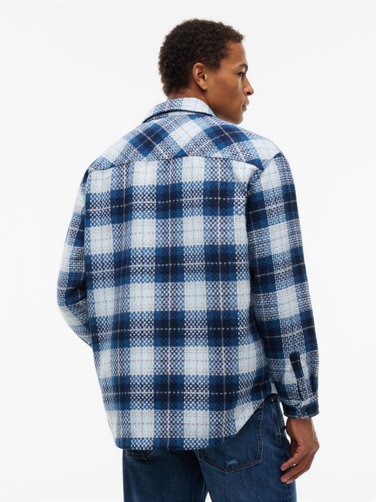 Tartan Check Oversized Overshirt — Blue