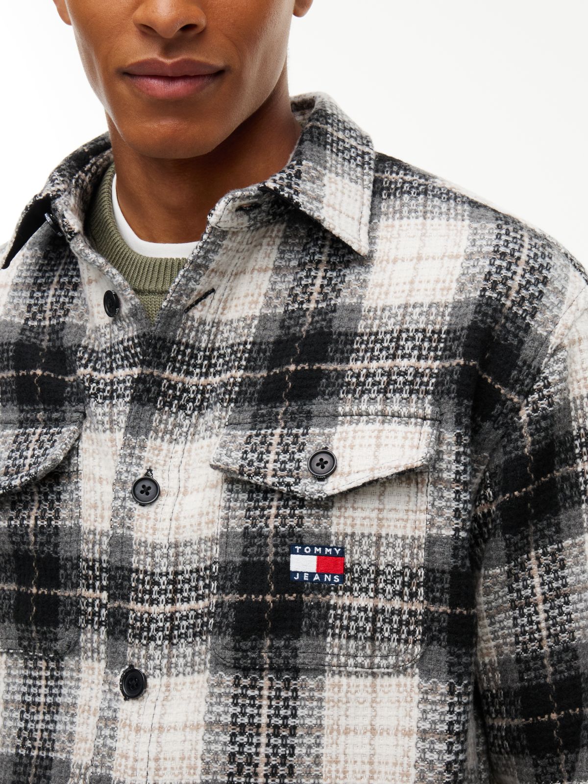 Tartan Check Oversized Overshirt — Black
