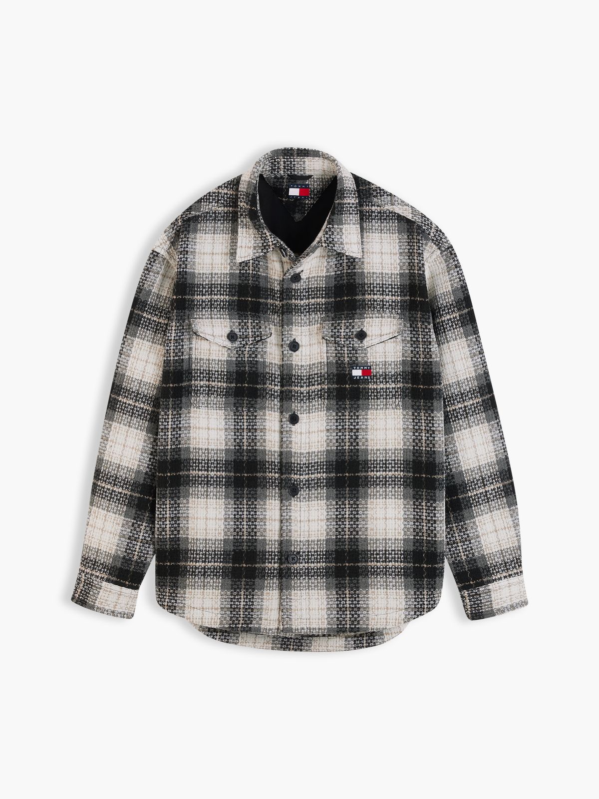 Tartan Check Oversized Overshirt — Black