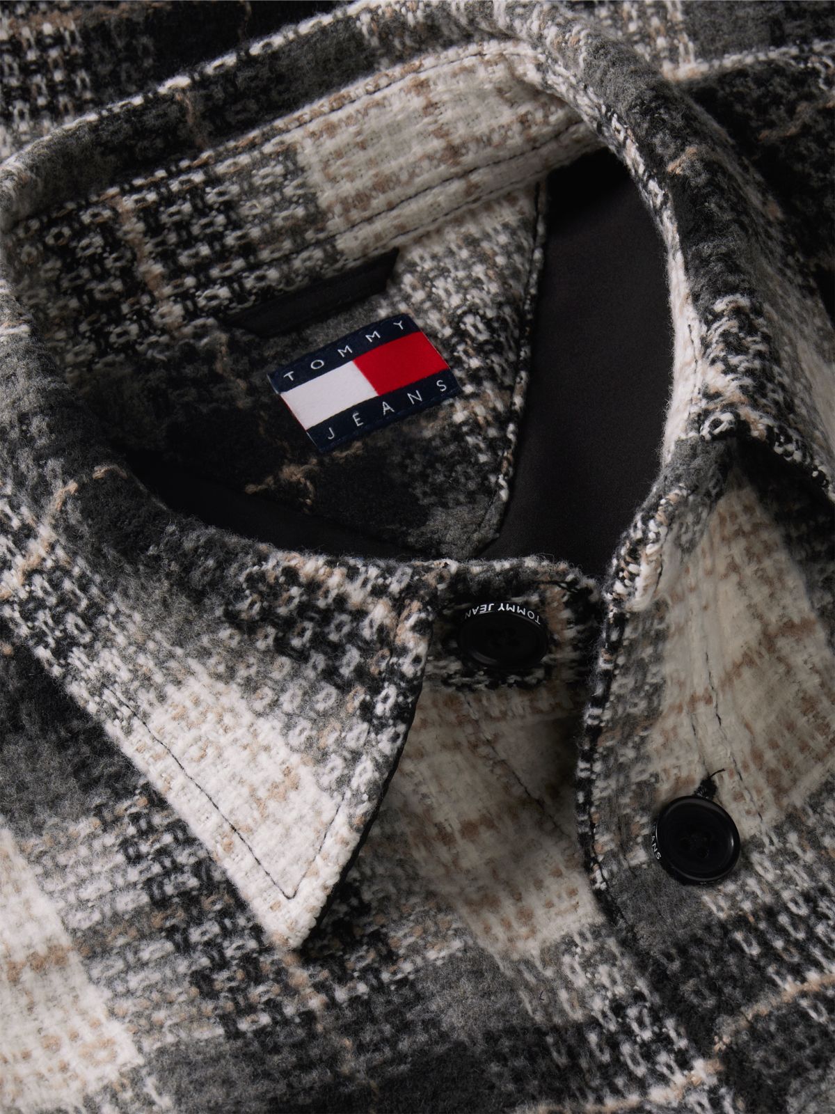 Tartan Check Oversized Overshirt — Black