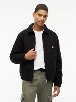 veste harrington en sergé effet peau de pêche black pour hommes tommy jeans
