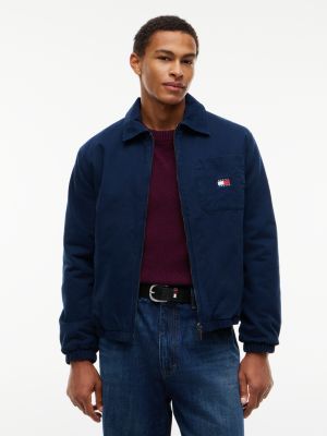 blue peached twill harrington jacket for men tommy jeans