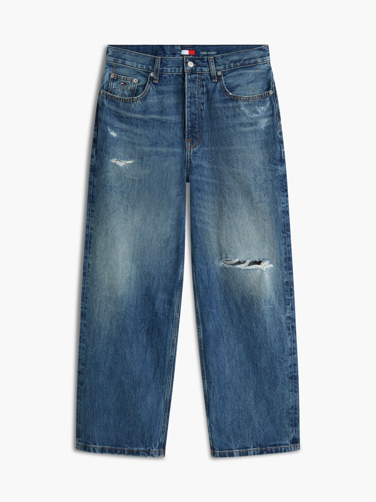Theo Loose Distressed Jeans — Blue