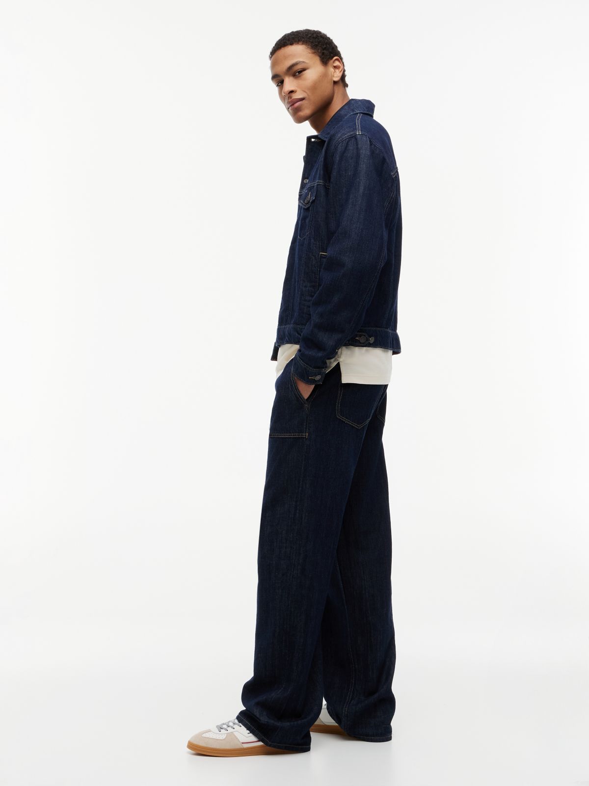 Jaimie Loose Straight Utility Jeans — Blue