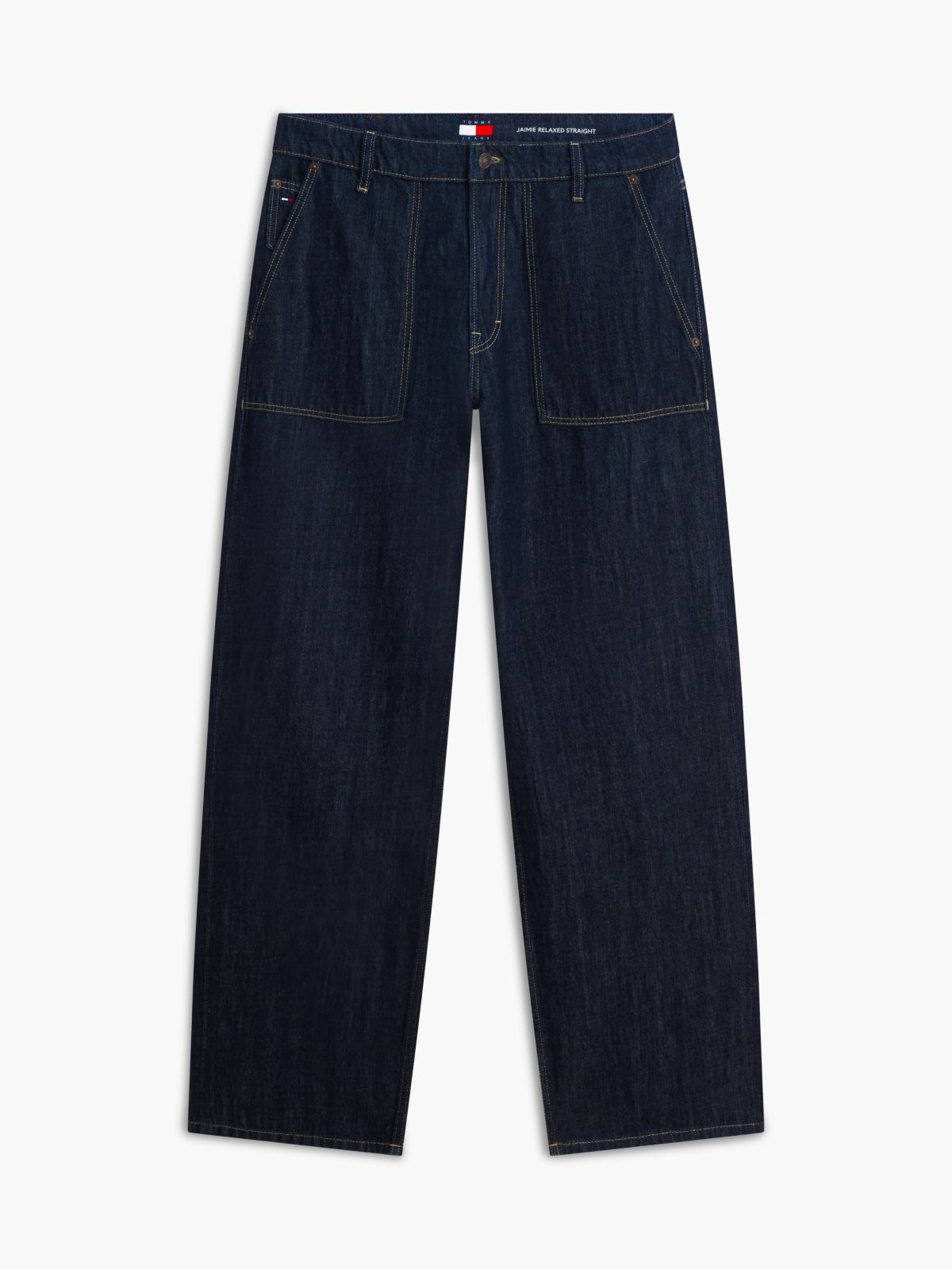 Jaimie Loose Straight Utility Jeans — Blue