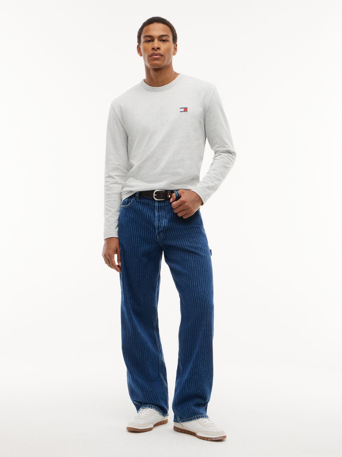 Jaimie Loose Straight Pinstripe Carpenter Jeans — Denim