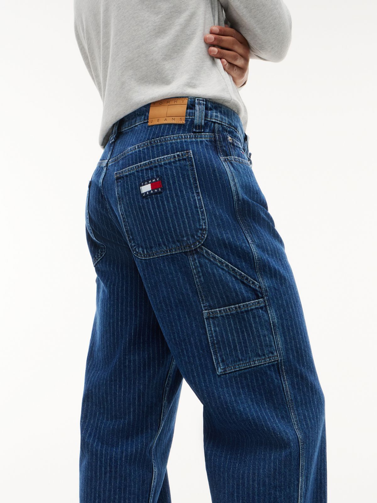Jaimie Loose Straight Pinstripe Carpenter Jeans — Denim