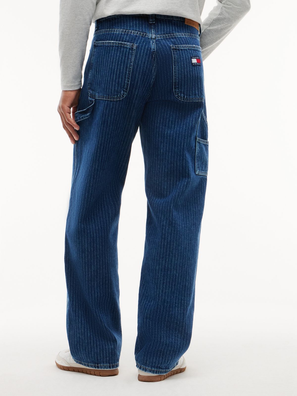 Jaimie Loose Straight Pinstripe Carpenter Jeans — Denim