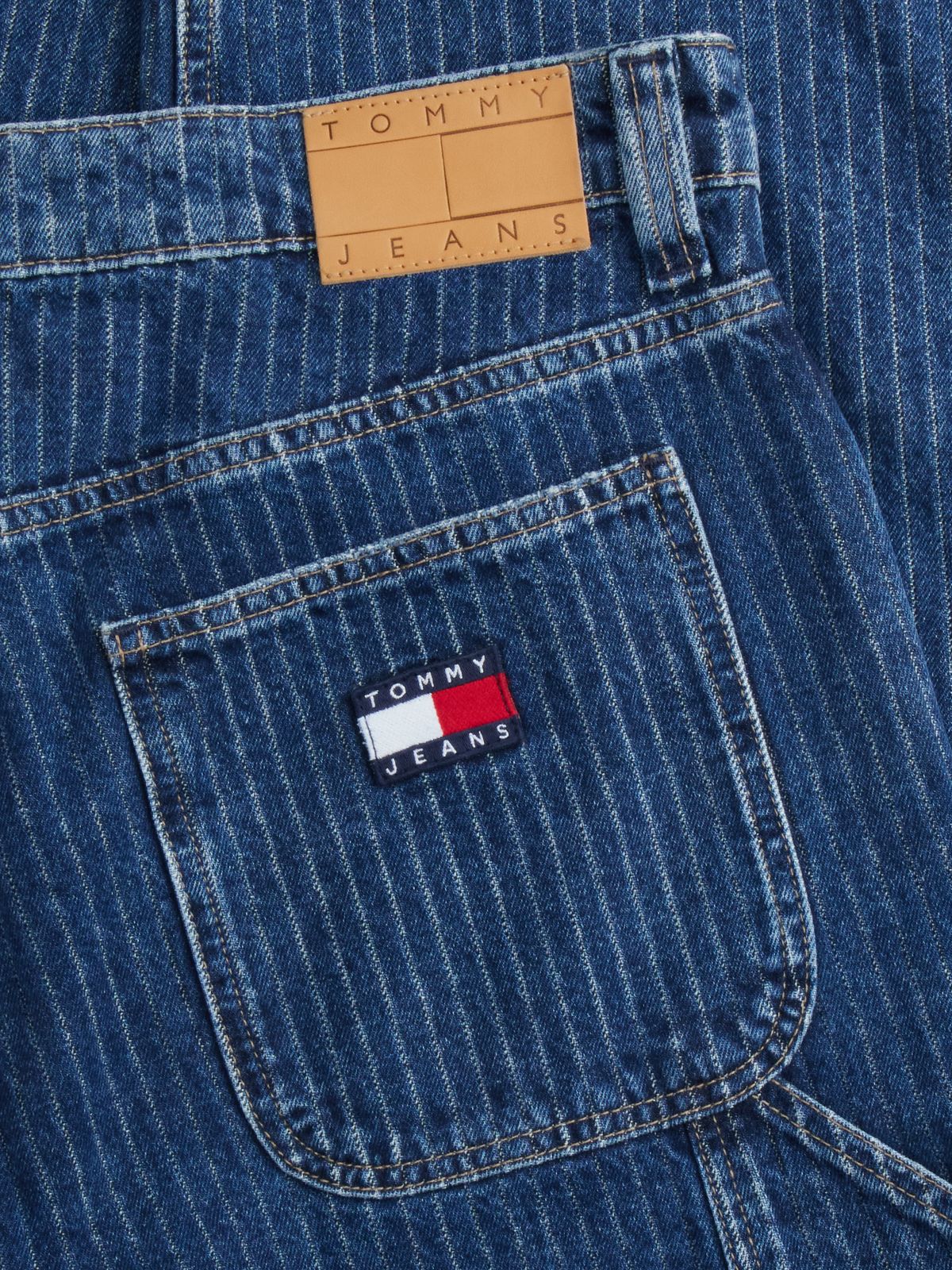 Jaimie Loose Straight Pinstripe Carpenter Jeans — Denim