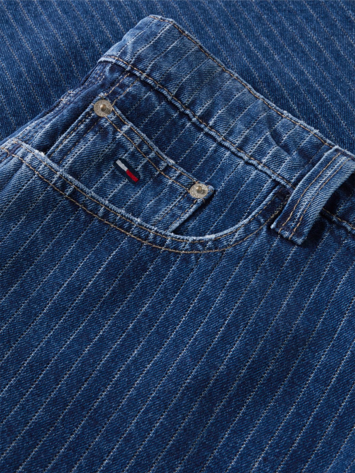 Jaimie Loose Straight Pinstripe Carpenter Jeans — Denim