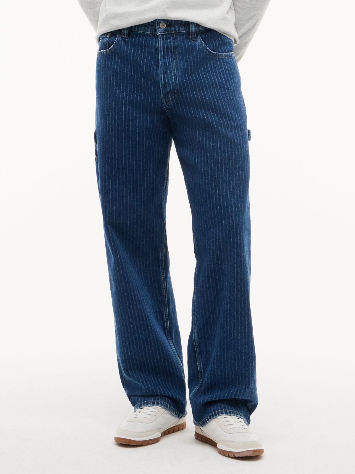 Jaimie Loose Straight Pinstripe Carpenter Jeans — Denim