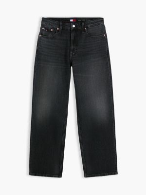 jeans jaimie relaxed fit dritti neri denim da uomini tommy jeans