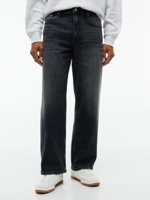 jeans jaimie relaxed fit dritti neri denim da uomini tommy jeans