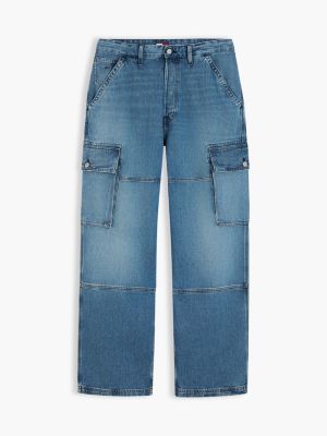 denim theo loose faded cargo jeans for men tommy jeans