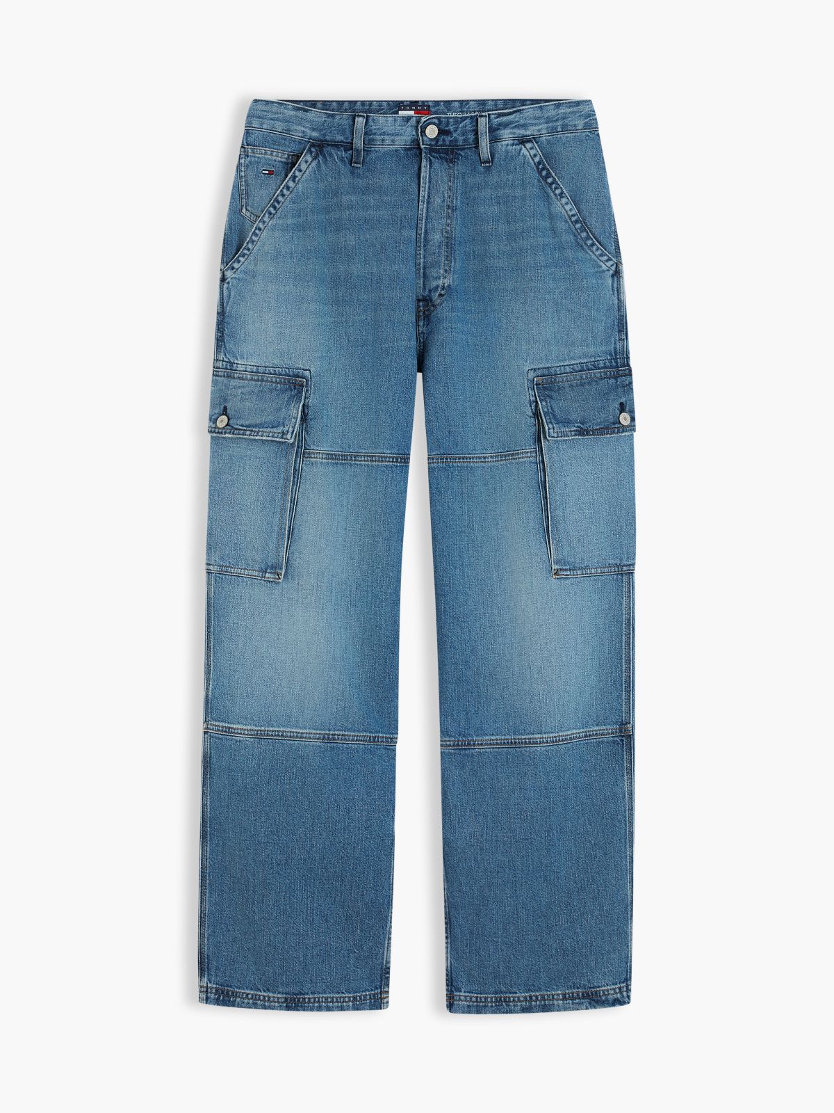 Theo Loose Faded Cargo Jeans — Denim