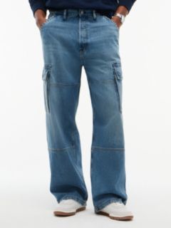 Theo Loose Faded Cargo Jeans — Denim 1