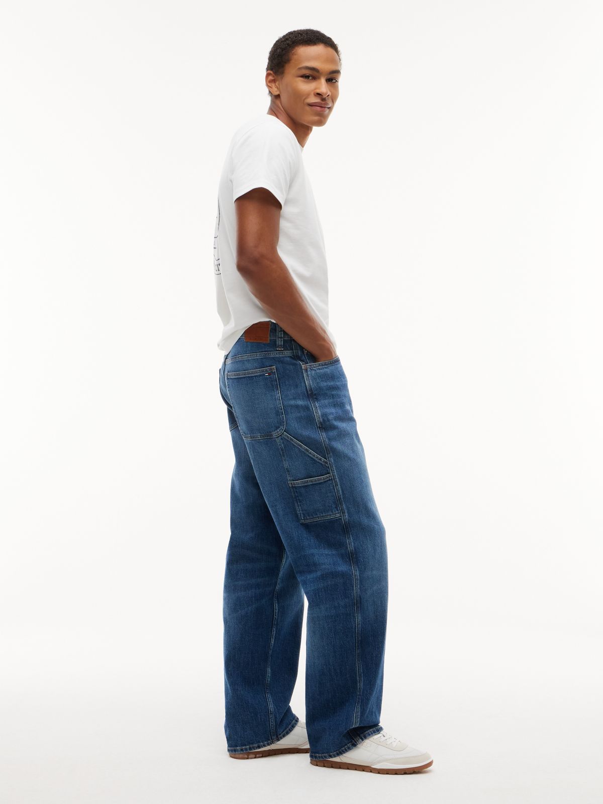 Jaimie Loose Straight Faded Carpenter Jeans — Denim