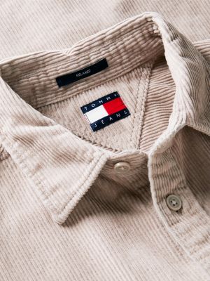 camicia relaxed fit in velluto a coste grigio da uomini tommy jeans