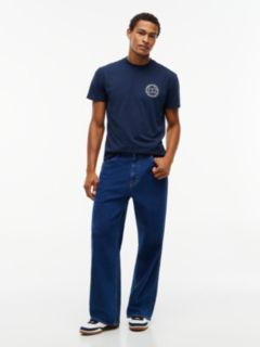 Wavy Flag Back Logo Jersey T-Shirt — Blue 2