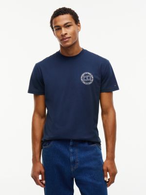 blue wavy flag back logo jersey t-shirt for men tommy jeans
