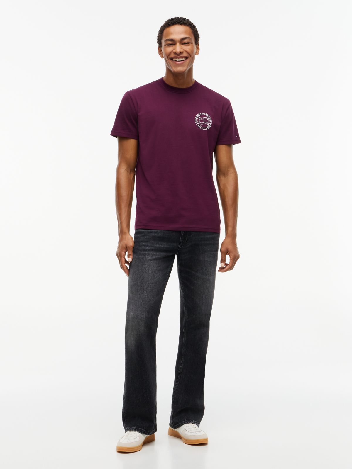 Wavy Flag Back Logo Jersey T-Shirt — Purple