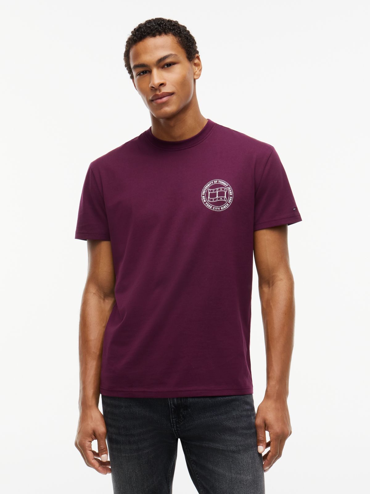 Wavy Flag Back Logo Jersey T-Shirt — Purple