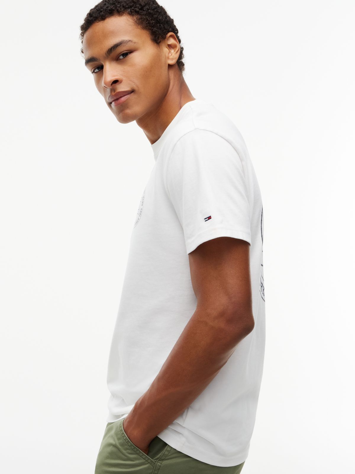 Wavy Flag Back Logo Jersey T-Shirt — White