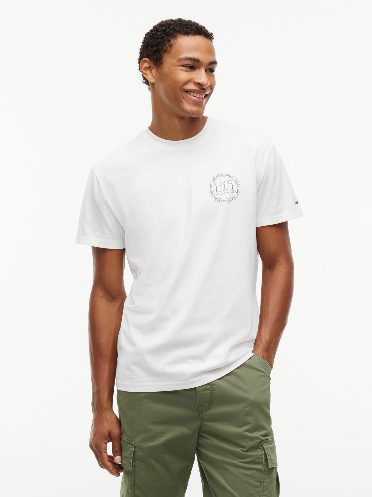 Wavy Flag Back Logo Jersey T-Shirt — White