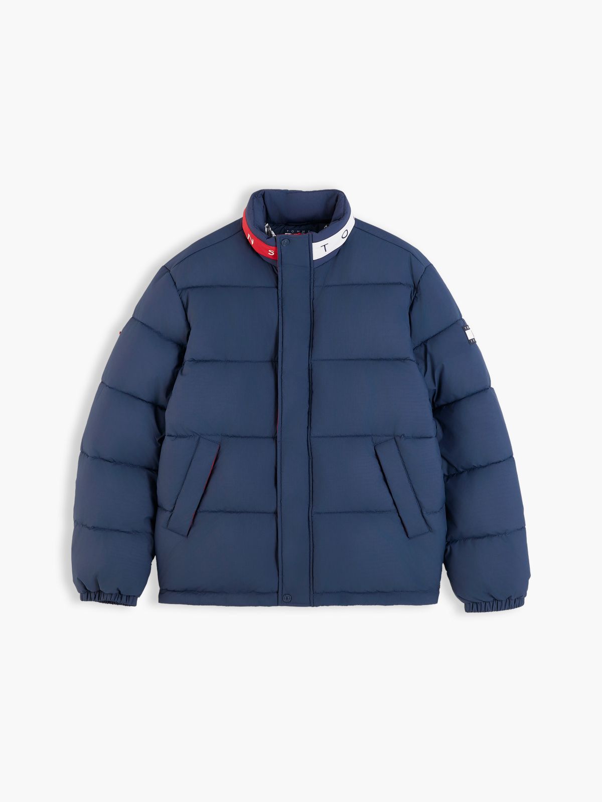 Colour-Blocked Relaxed Ripstop Puffer Jacket — Blue