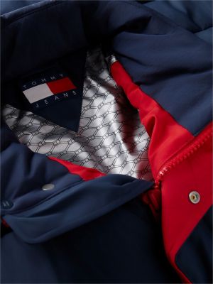 blau relaxed fit puffer-jacke aus ripstop mit color block für herren - tommy jeans