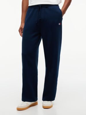 blue badge fleece drawstring joggers for men tommy jeans