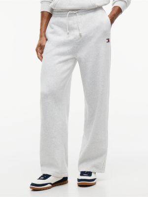 joggers in tessuto felpato con lacci e logo grey da uomini tommy jeans