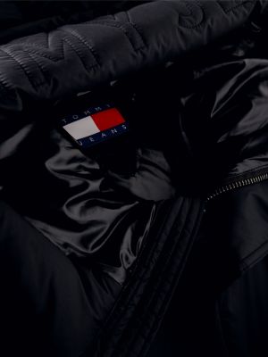 parka décontractée rembourrée à capuche noir pour hommes tommy jeans