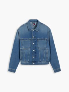 Flag Badge Denim Trucker Jacket — Blue 5