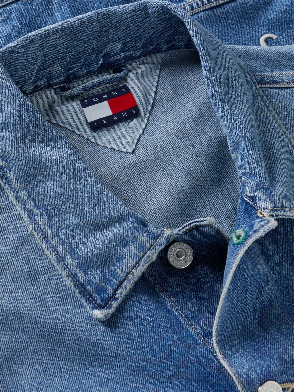 Flag Badge Denim Trucker Jacket — Blue