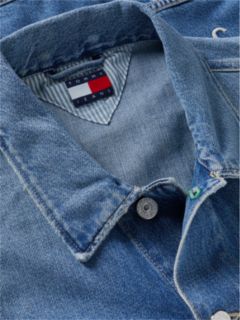 Flag Badge Denim Trucker Jacket — Blue 6