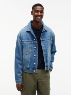 Flag Badge Denim Trucker Jacket — Blue 1