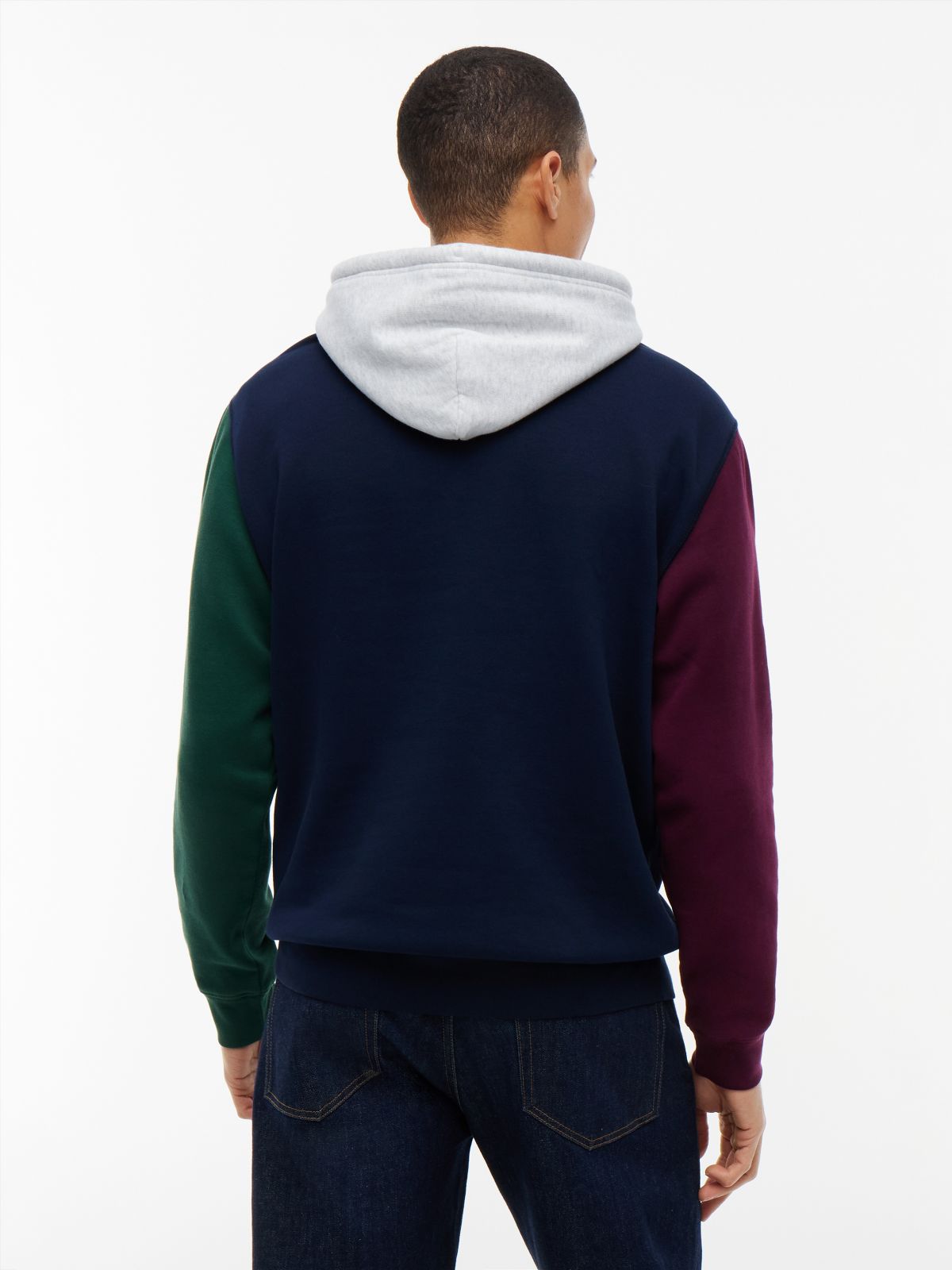 Tommy Badge Colour-Blocked Fleece Hoody — Blue