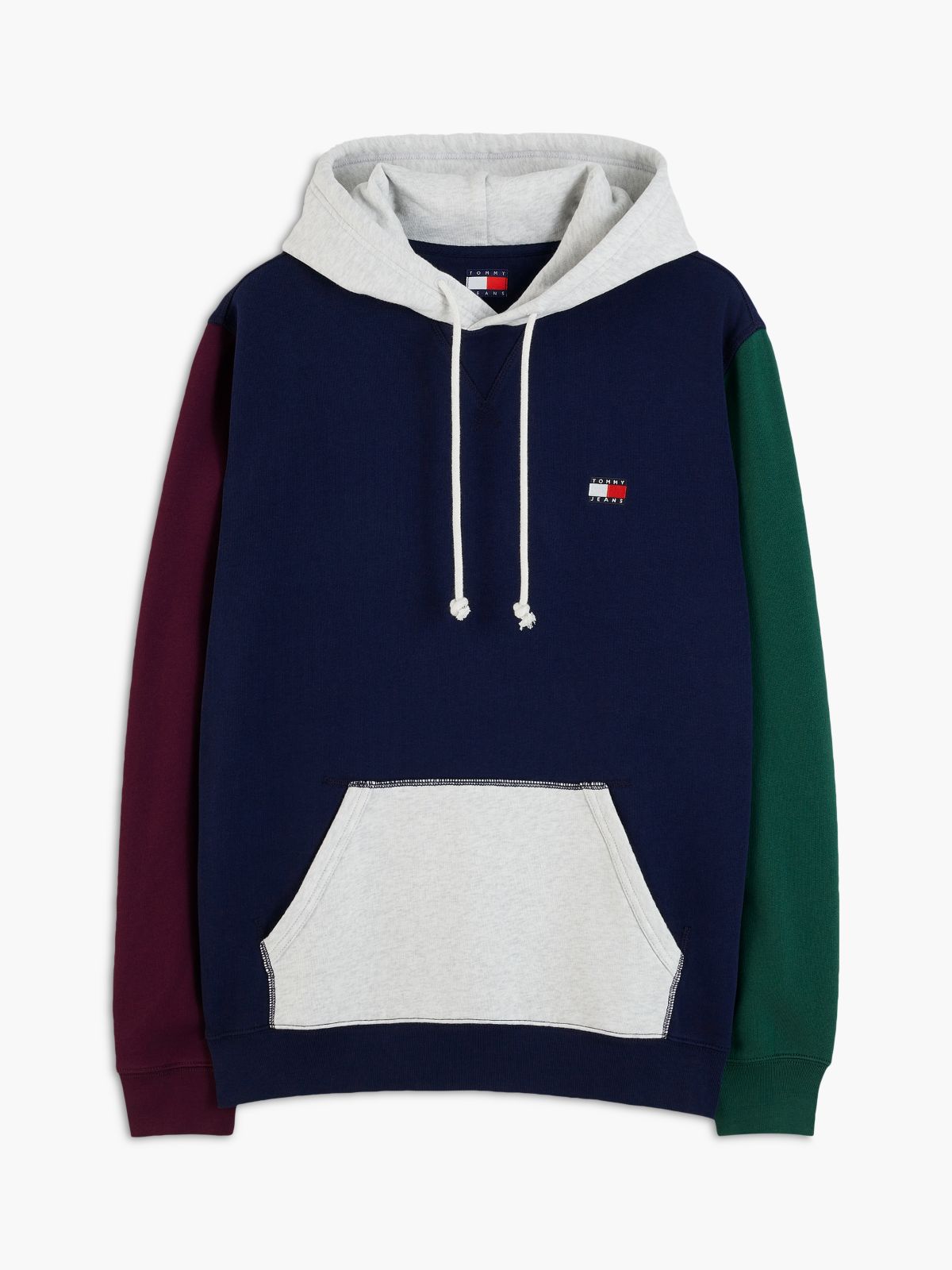 Tommy Badge Colour-Blocked Fleece Hoody — Blue